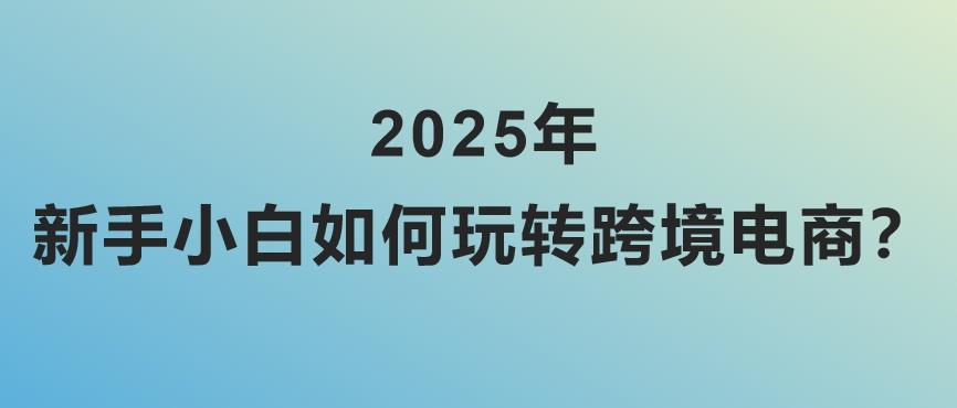 2025年，新手小白如何玩转跨境电商？