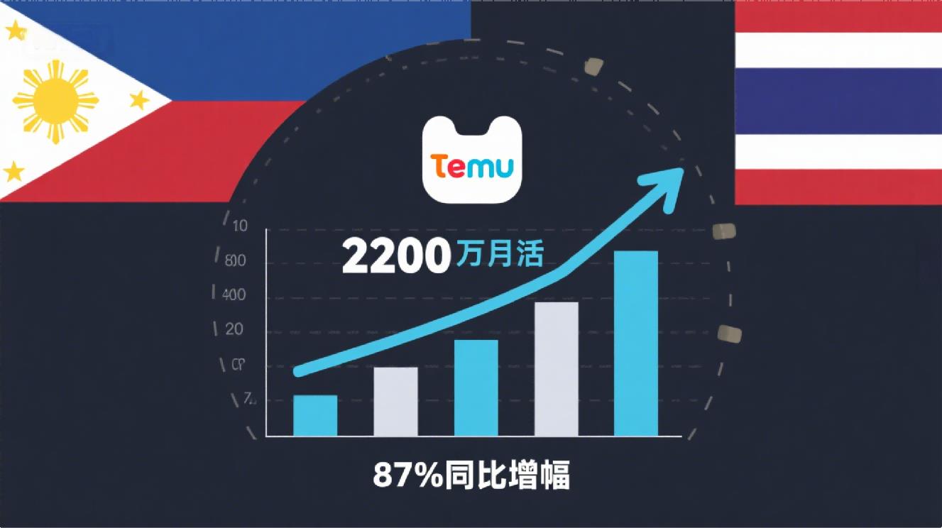 Temu东南亚狂飙2200万用户！86%流量来自这两个国家——菲律宾/泰国